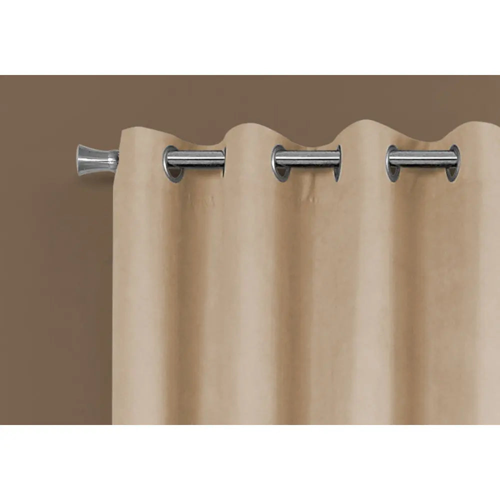 Room Darkening Curtain Panels – 2pcs Set with Grommets, Beige Micro Suede