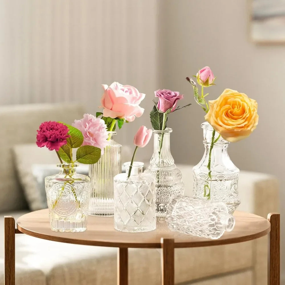 Bulk Pack of 24 Bud Vases – Vintage Clear Crystal Glass Mini Vases for Flowers