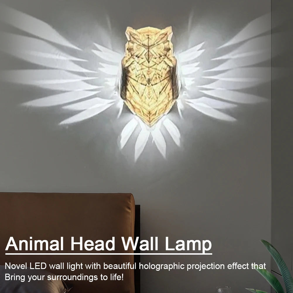 Bird Wall Lamp Owl Eagle Shape Projector Modern Creative Atmosphere Sconce Light 3D Print Body Animal Lighting Lustre