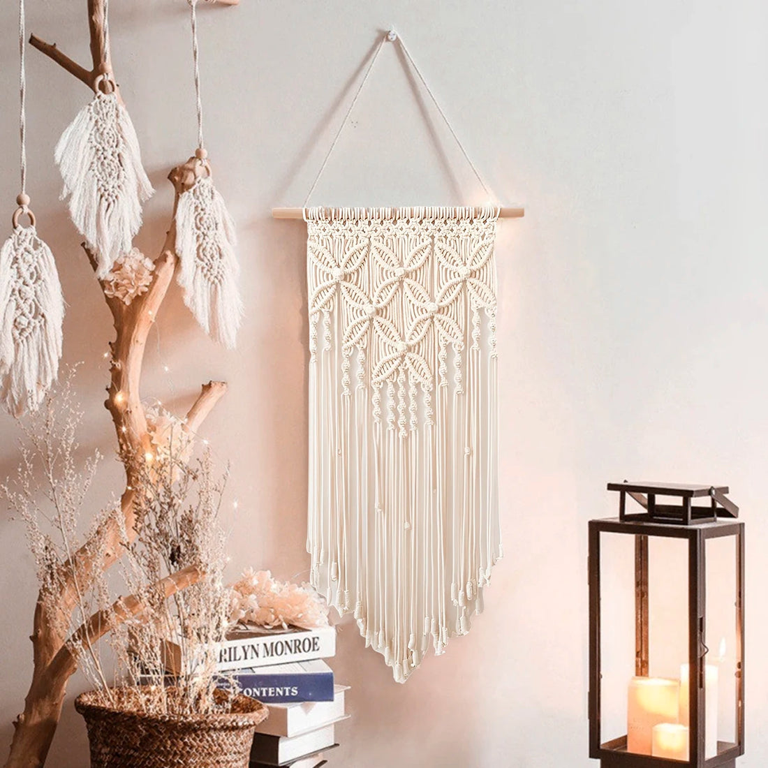 Macrame Wall Hanging Tapestry – Handmade Ethnic Chic Woven Wall Art with Tassels