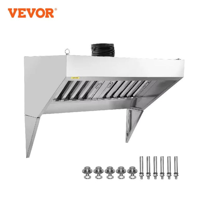 VEVOR Commercial Exhaust Hood – 4/5/6/7/8/9FT Stainless Steel Under Cabinet Concession Hood for Food Trucks & Commercial Kitchens