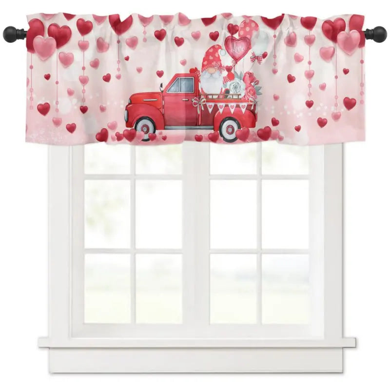 Valentine's Day Semi-Shaded Kitchen Curtain – Floral Printed Coffee Bay Half Curtain