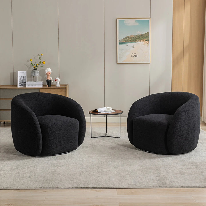 SEYNAR Modern Velvet Swivel Accent Armchair Set of 2 – Upholstered Round Barrel Chairs for Living Room