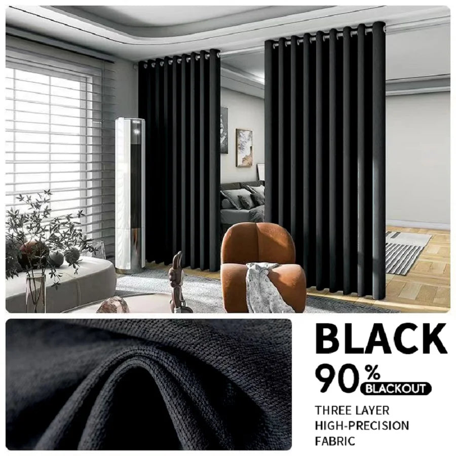 2-Piece Room Divider Blackout Curtains – Noise Reduction & Full Privacy with Anti-Rust Grommet Top