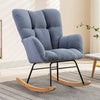 Rocking Chair – Teddy Upholstered Glider Rocker with High Backrest and Padded Seat