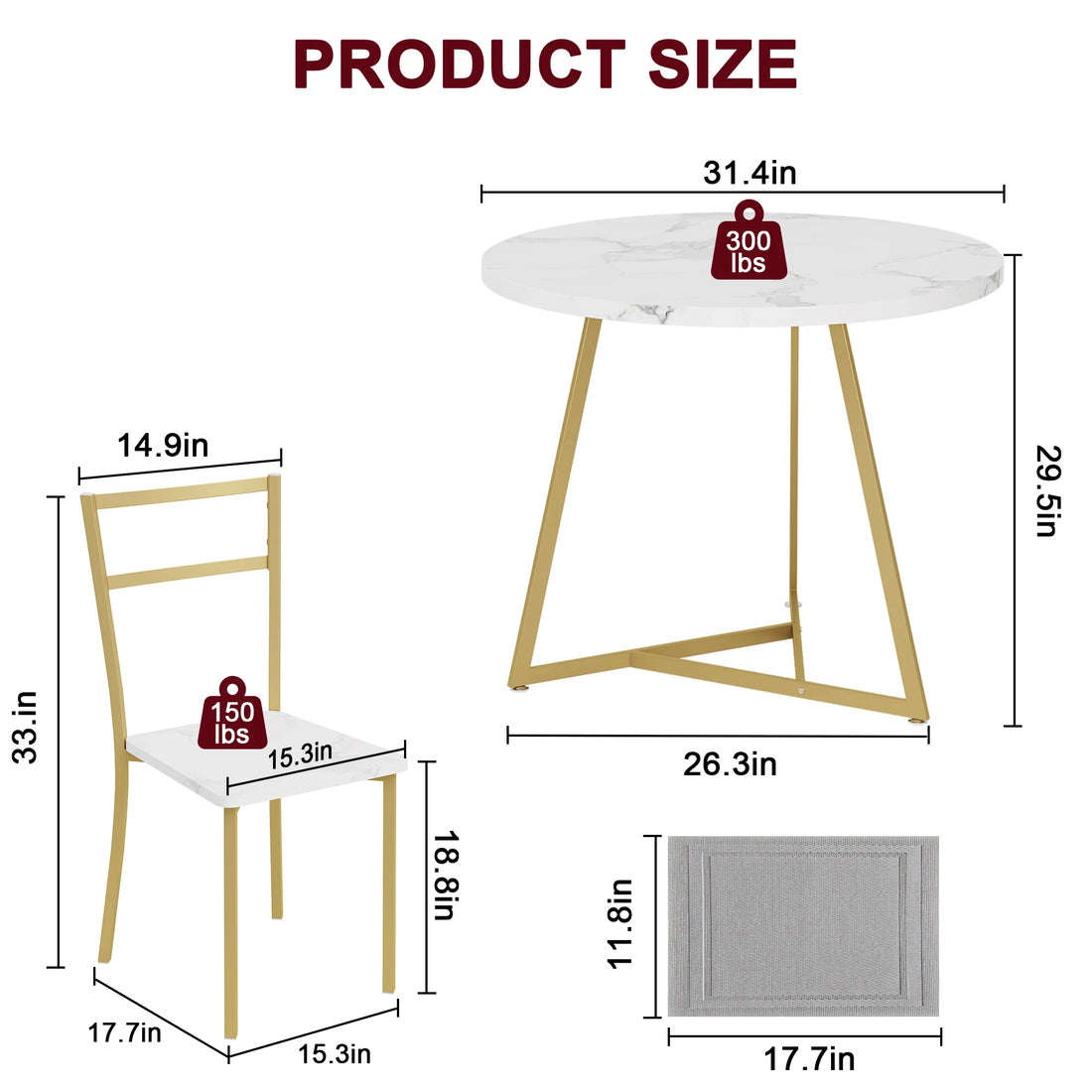 Modern Round Kitchen Table Set for 2 – Stylish & Space-Saving