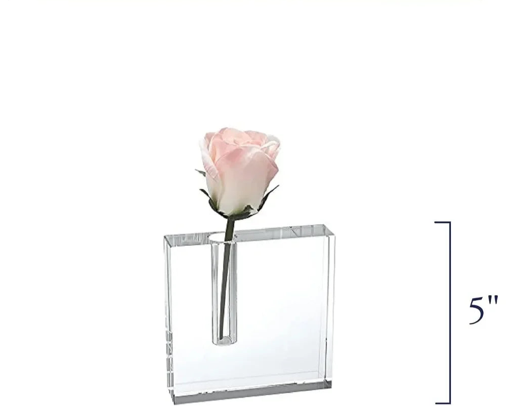 Crystal Block Bud Vase – Handmade Decorative Vase with Unique Optical Crystal Design