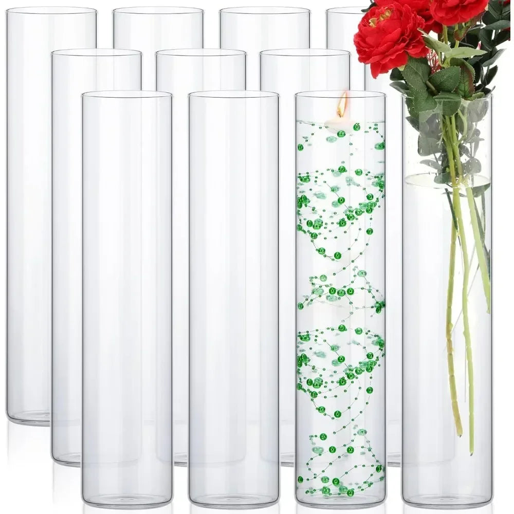 Glass Cylinder Vases – 12 Pack (18-Inch Tall) – Floating Candle Holders & Centerpieces for Home & Wedding Decor