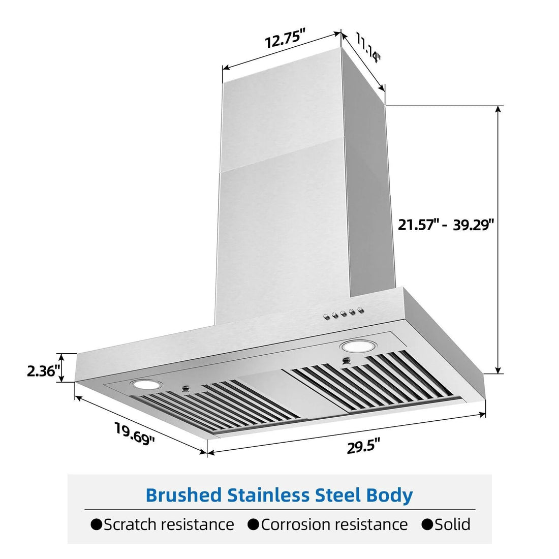 Tieasy 30-Inch Wall Mount Range Hood – 900 CFM Stainless Steel Kitchen Vent with 3-Speed Fan, LED Lights & Dishwasher-Safe Filters (YYT0675B)