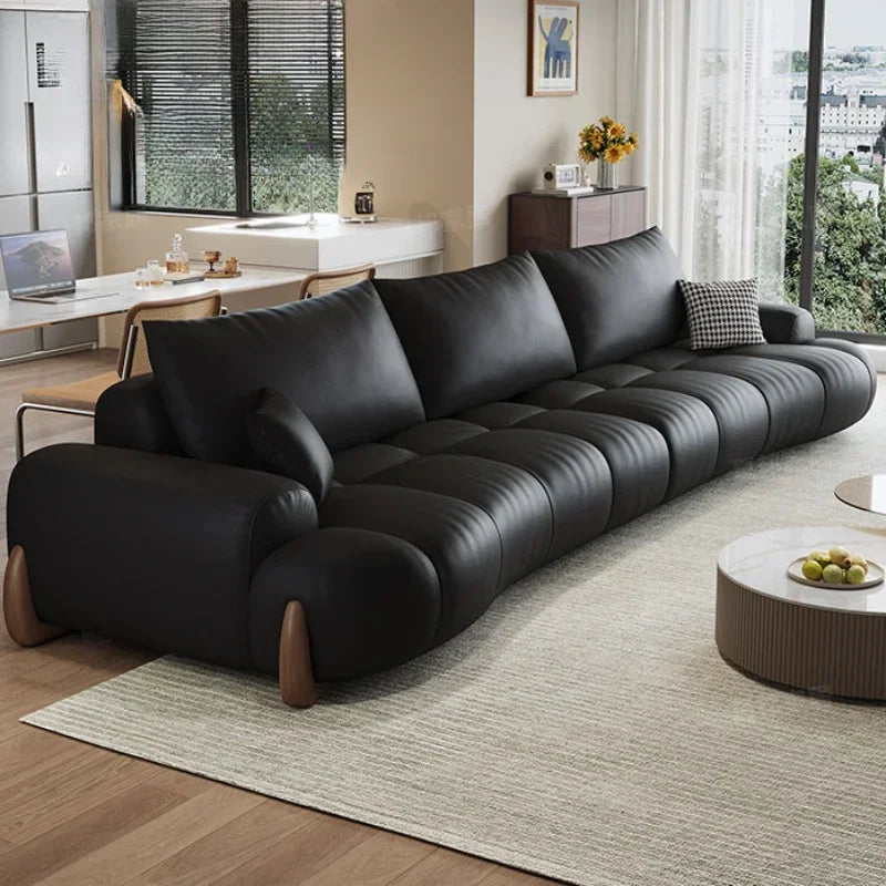 Italian Leather Living Room Sofa - Minimalist Luxury Designer Furniture