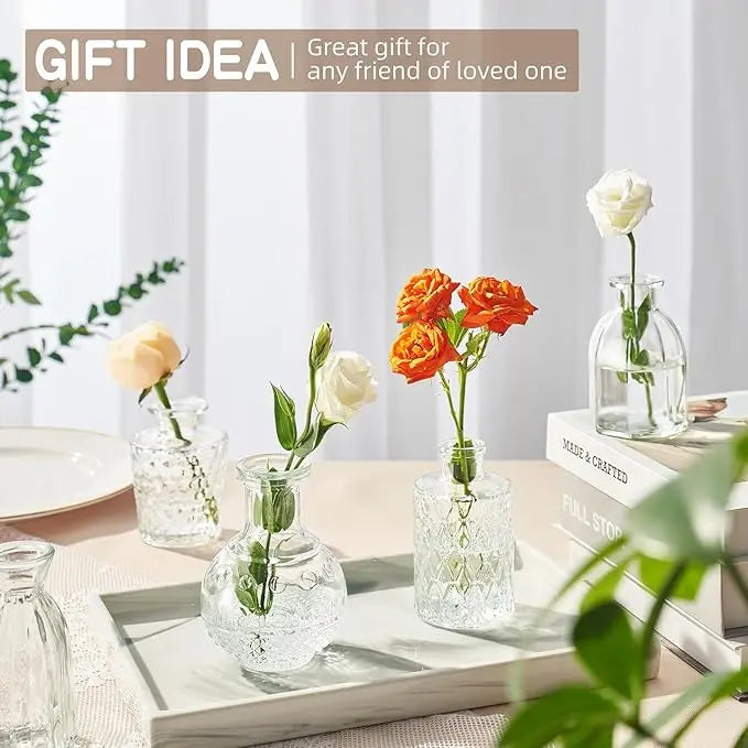 24-Piece Glass Bud Flower Vase Set – Timeless Elegance for Weddings and Home Décor