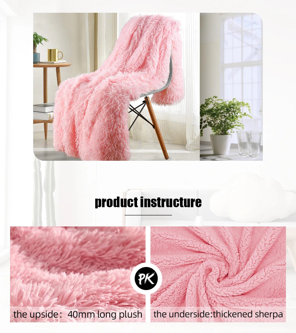 Thickened Fluffy Blanket – Double-Sided Plush Bedspread for Winter Warmth