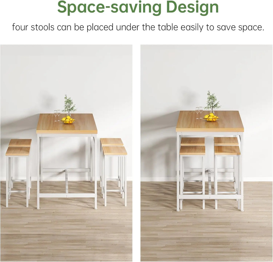 5-Piece Counter Height Bar Table & Chairs Set – Space-Saving Dining Solution