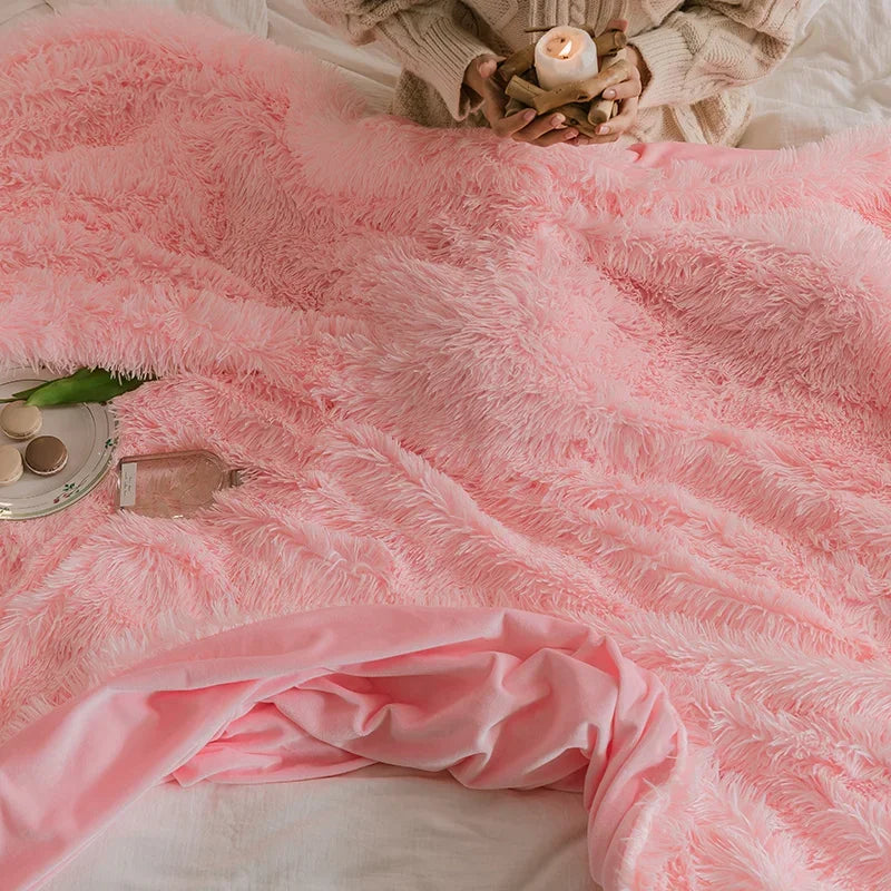 Pink Faux Fur Blanket – Soft Fuzzy Fluffy Throw Blanket for Couch, Bed, and Sofa | Warm, Cozy, and Lightweight Plush Blanket