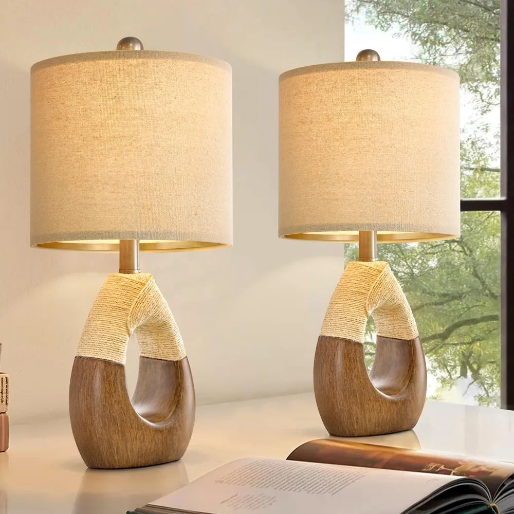 OYEARS Boho Table Lamps – Set of 2 for Rustic Elegance