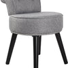 Makeup Vanity Stool Chair with Low Back - Round Velvet Padded Chair with Wood Legs