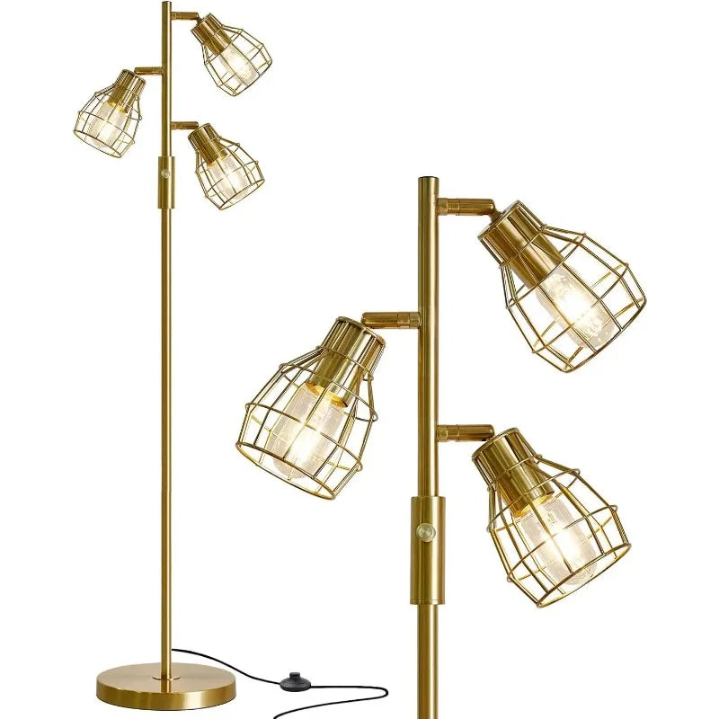 63.75'' Industrial Antique Brass Gold Minimalist Floor Lamp for Living Room, Bedroom and Office