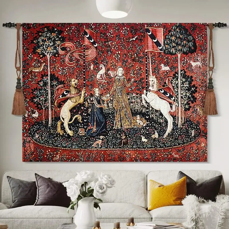 Large "TASTE" The Lady & Unicorn Medieval Tapestry Wall Hanging – Jacquard Weave