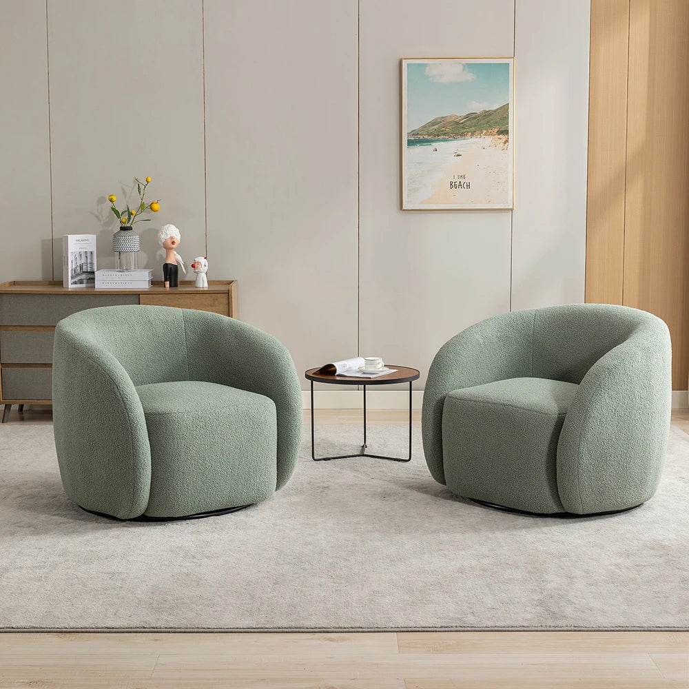 SEYNAR Modern Velvet Swivel Accent Armchair Set of 2 – Upholstered Round Barrel Chairs for Living Room