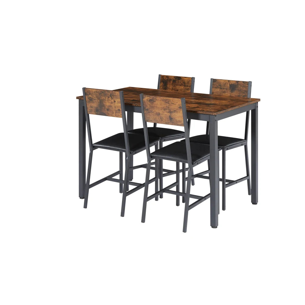 5-Piece Dining Table Set with Upholstered Chairs – Stylish & Space-Saving