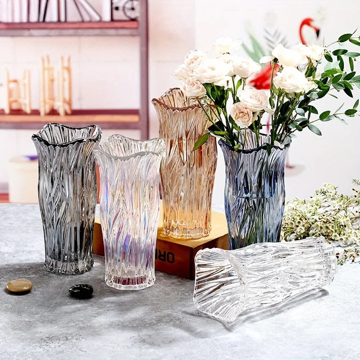 Modern Cylinder Glass Vase – Elegant Crystal Clear Flower Vase for Home & Event Decor