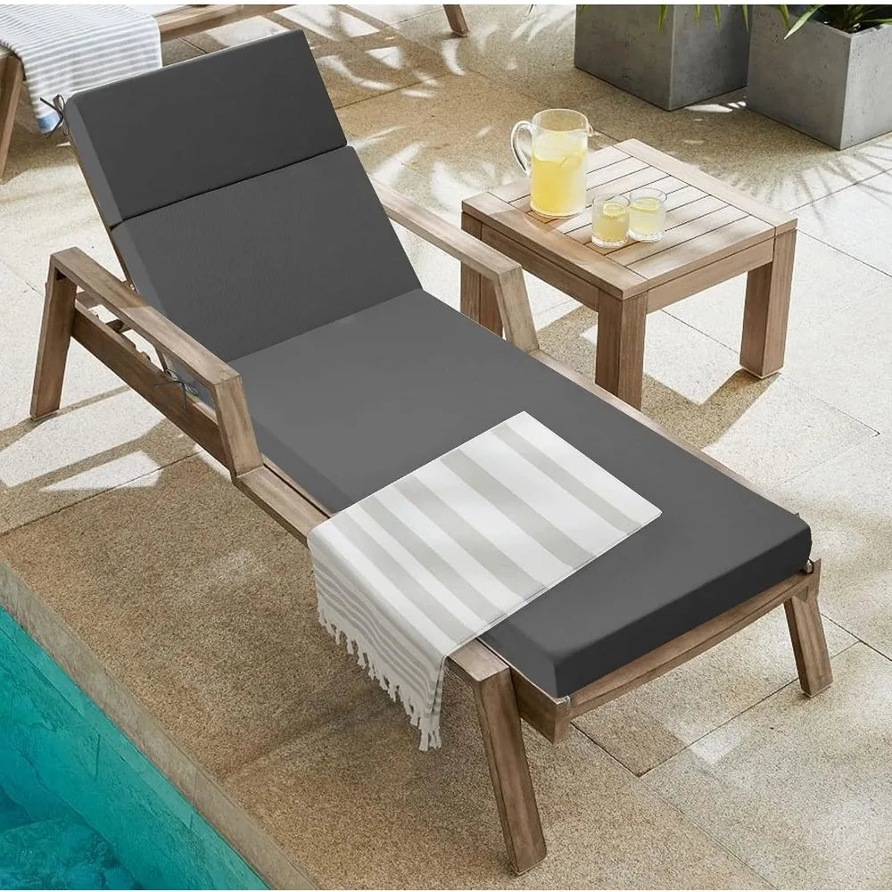 Outdoor Chaise Lounge Cushion – Waterproof Patio Chair Cushion (72in L x 21in W x 3in D) for Lawn & Poolside Furniture