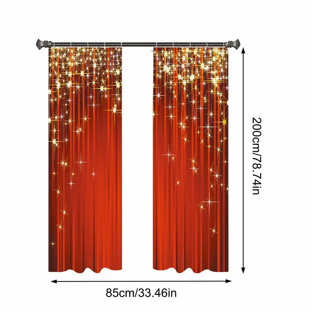 2pcs Christmas Digital Printing Curtains – Semi-Shading Washable Polyester Curtains