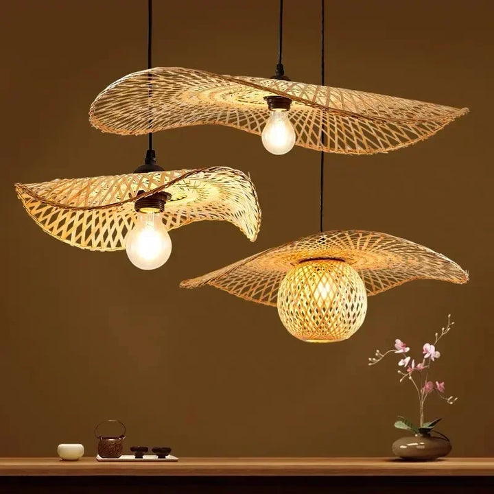 Hand-Woven Bamboo Chandelier – Southeast Asia Style Rattan Wicker Pendant Light