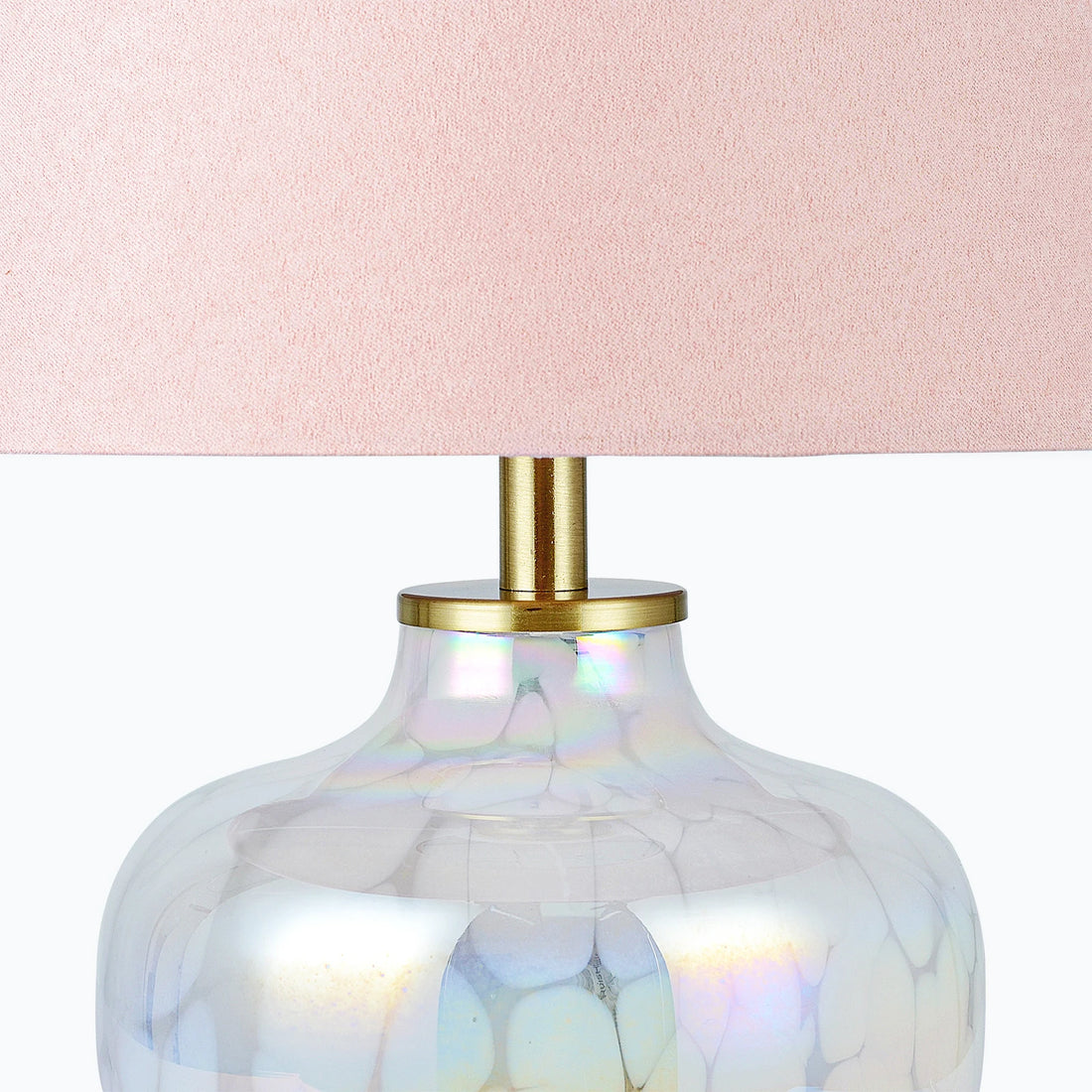 15" Blush Pink Hand-Blown Glass Table Lamp with Velvet Shade – Small Accent Lamp for Bedrooms, Nightstands, and Kitchen Counters