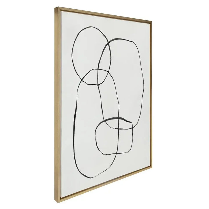 Modern Circles Framed Canvas Wall Art – 28x38 Inch Gold Geometric Abstract by Teju Reval