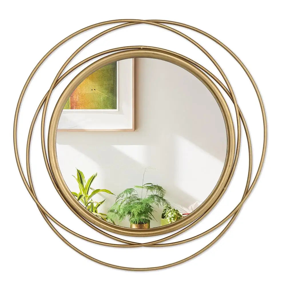 Large Gold Round Mirror – 32" Vintage Wall Decor for Fireplace, Living Room & Bedroom