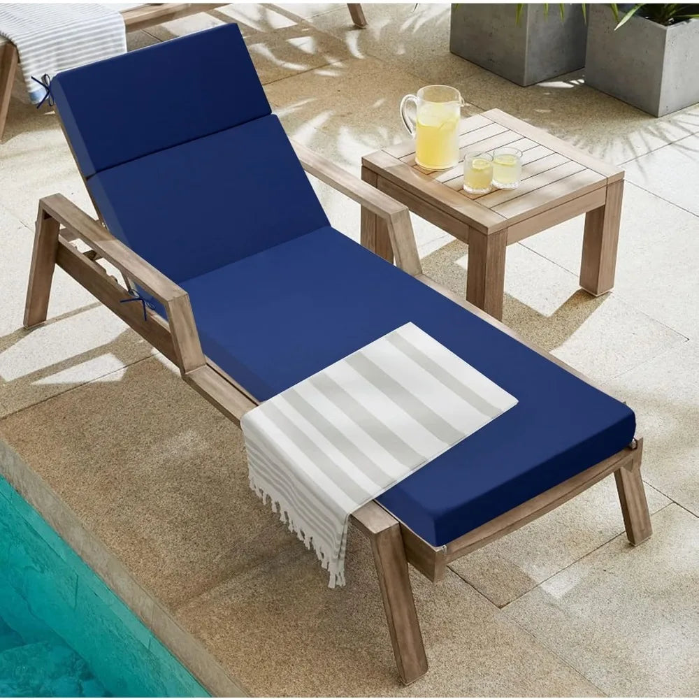 Outdoor Chaise Lounge Cushion – Waterproof Patio Chair Cushion (72in L x 21in W x 3in D) for Lawn & Poolside Furniture