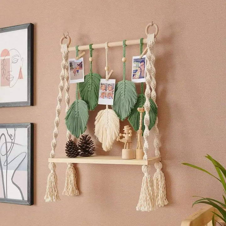 Macrame Leaf Wall Decor – Handmade Boho Tapestry for Modern Bohemian Spaces