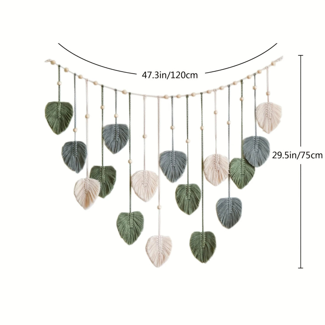 Chic Handwoven Leaf Tapestry with Heart Design – Cotton Blend Wall Hanging for Home Décor