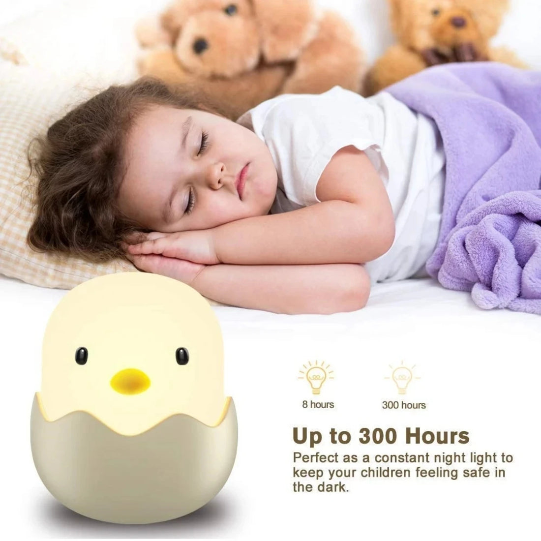 Soft and Adorable Cute LED Animal Egg Shell Chick Night Light for Children - Functional, Cute, and USB Rechargeable Bedside Lamp