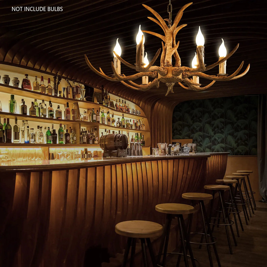 Retro Antler Chandelier – Six-Head Deer Horn Pendant Light for Restaurants and Dining Areas