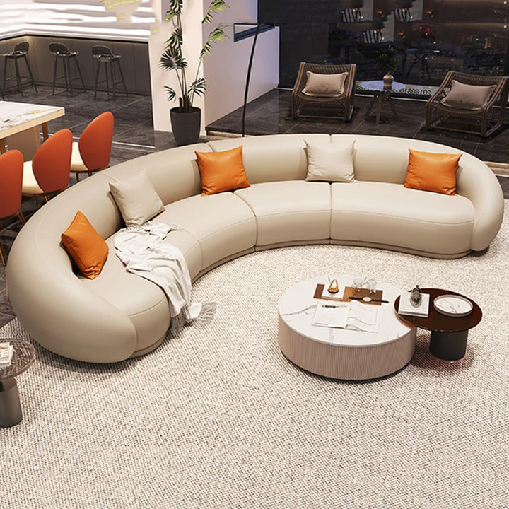 Curved Luxury Couches Unique Vintage Comfortable Italian Modern Puffs Sofa Leather Solid Wood Divano Letto Living Room Furniture