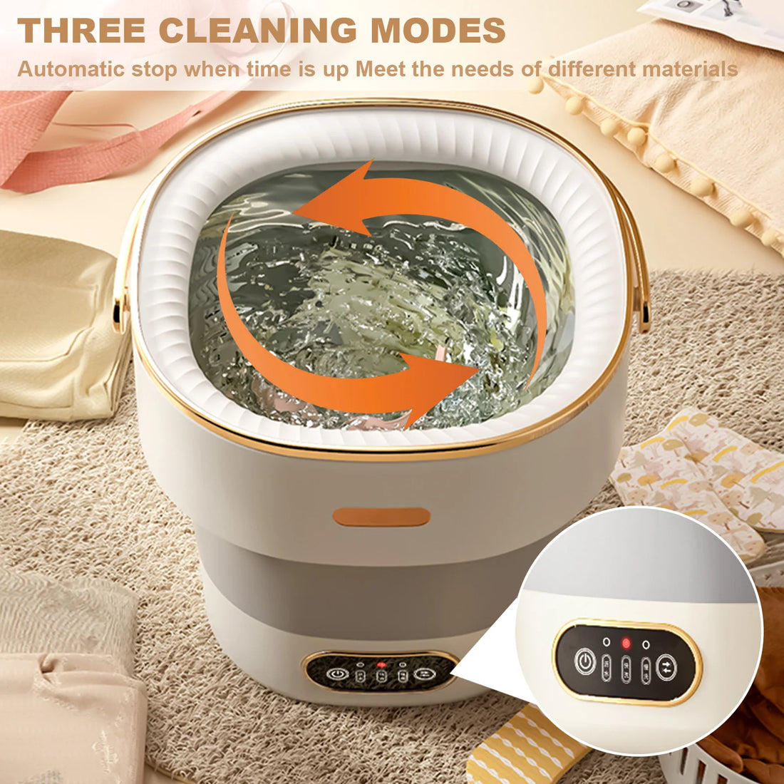 Portable Washing Machine with Spin Dryer – Fully Automatic 13L Folding Mini Washer with 3 Cleaning Modes