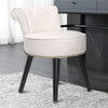 Makeup Vanity Stool Chair with Low Back - Round Velvet Padded Chair with Wood Legs