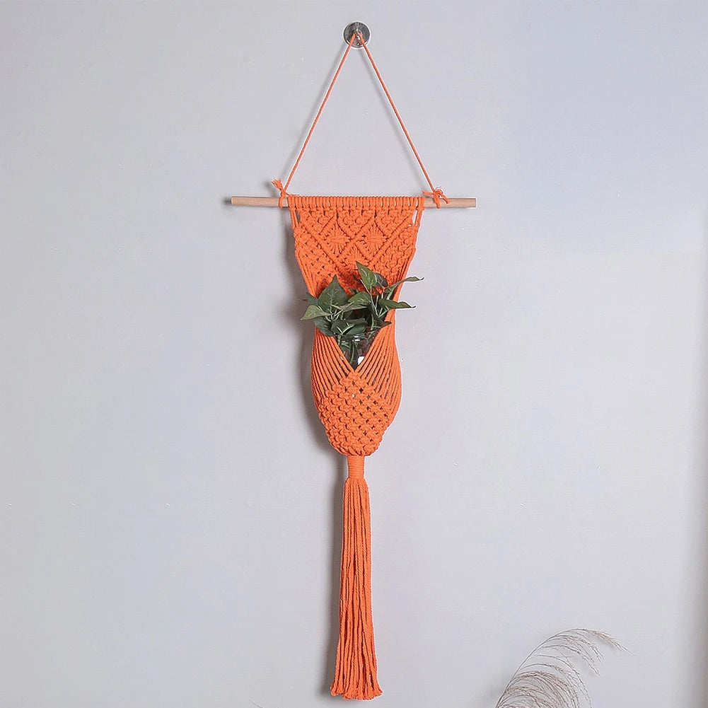 Macrame Woven Tapestry – Bohemian Round Tassel Fringe Wall Hanging for Bedroom and Baby Nursery