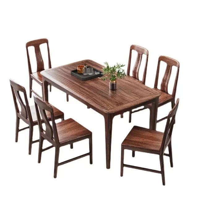 European Antique Wooden Rotating Dining Table Set – 6 & 8 Seater with Gold Accents