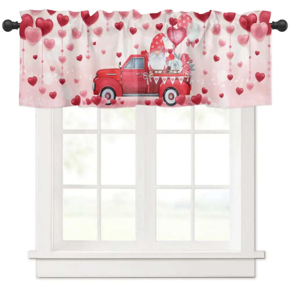 Valentine's Day Pastoral Country Decoration Curtain – Durable Kitchen Semi-Blackout Curtain