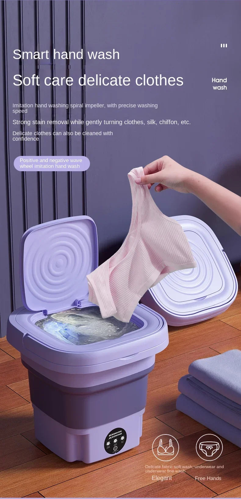BALASHOV Portable Small Folding Washing Machine – Compact Washer for Clothes, Socks & Underwear (Travel-Friendly)