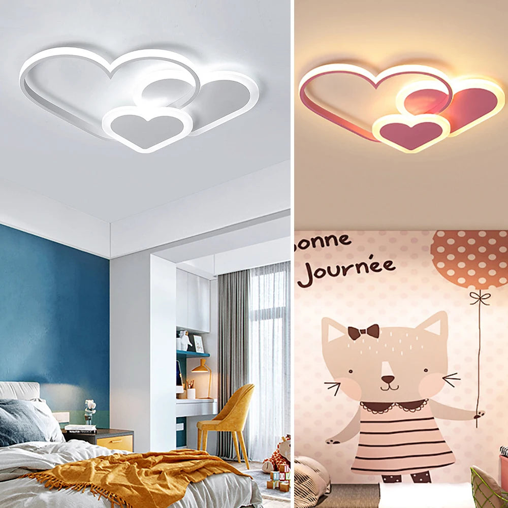 Modern Minimalist LED Ceiling Light – Heart-Shaped Dimmable Nordic Style Lamp for Children's Room, Bedroom, and Home Decor