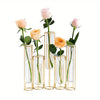 Gold Test Tube Vase with 5 Glass Tubes – Elegant Metal Stand Centerpiece for Weddings & Home Décor