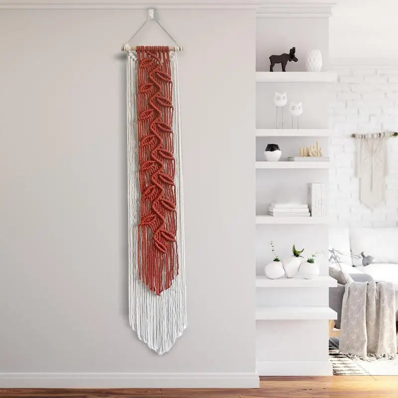 Boho Macrame Wall Decor – Elegant Woven Tapestry with Yarn Tassels for Living Rooms, Bedrooms, and Studios