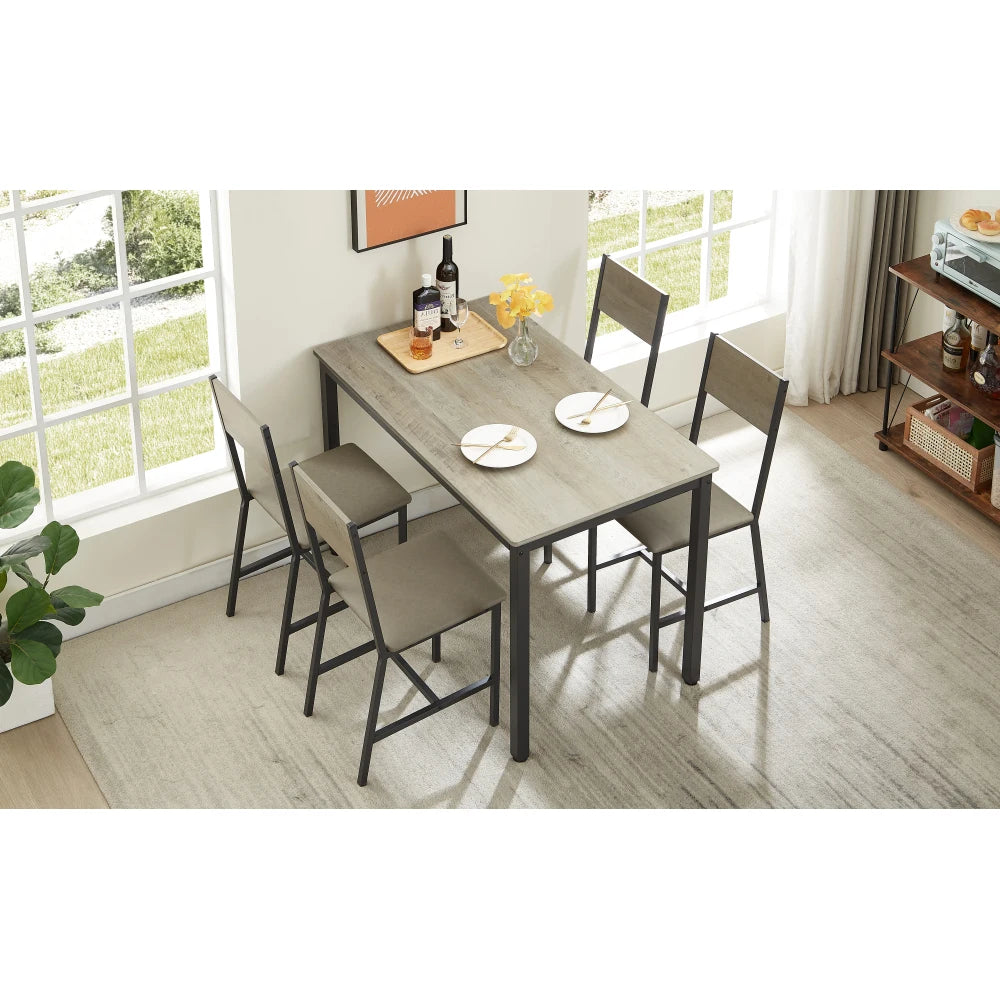 5-Piece Dining Table Set with Upholstered Chairs – Stylish & Space-Saving