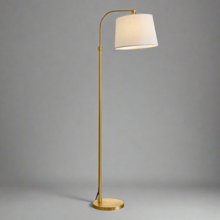 Gold Mid-Century Floor Lamp – Tall Arc Lamp for Living Room, Bedroom, and Office