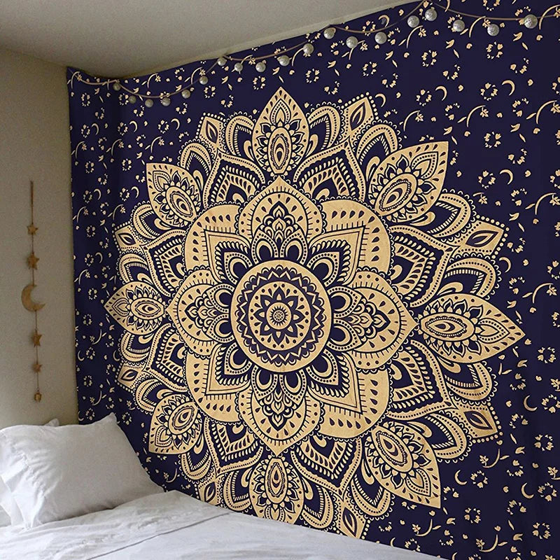 Polyester Mandala Print Tapestry – Wall Hanging, Carpet, Yoga Mat, or Beach Blanket