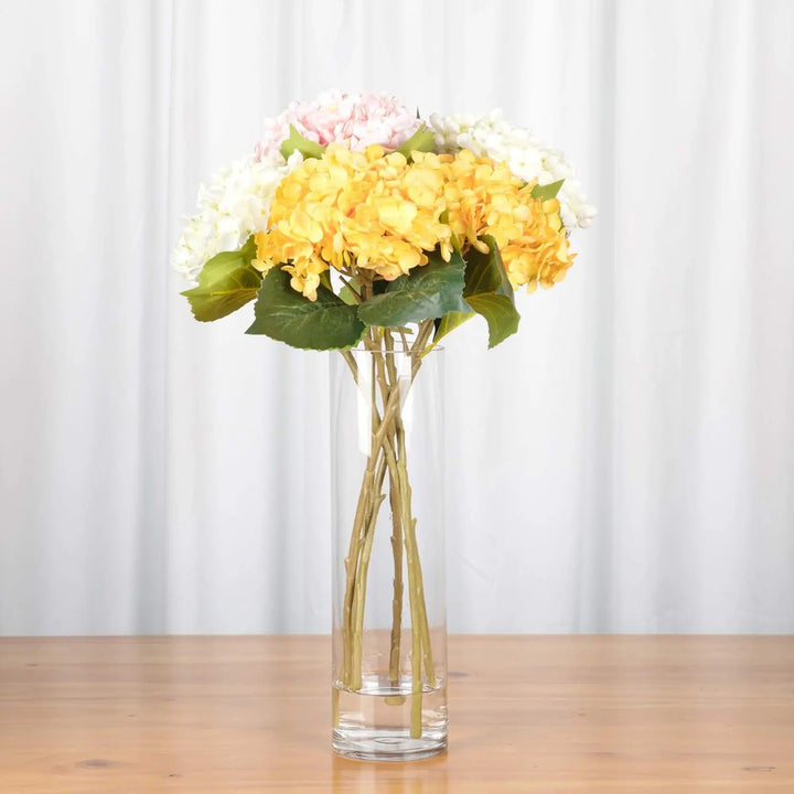 Quality Thick Weighted Tall Clear Glass Cylinder Vase – 4" W x 14" H for Flower Arrangements & Wedding Centerpieces